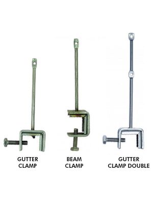 Three types of clamps: Gutter, Beam and Double Gutter 