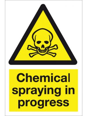 Chemical Spraying in progress Safety Sign with skull and bones image 