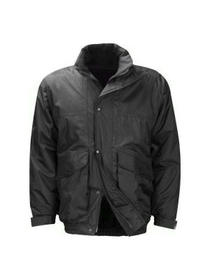 This black courier waterproof bomber jacket can be personalised with a companies logo 