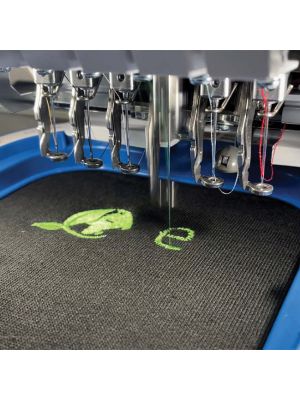 Embroidery in progress for 1env branded clothing