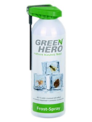 GreenHero® Frost Spray-DE contains a volatile gas that cools down to -45 degrees in the air 