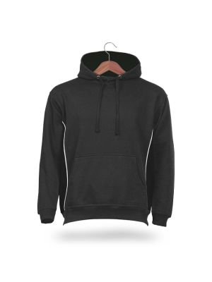 This black hooded sweatshirt can be personalised with a companies logo 