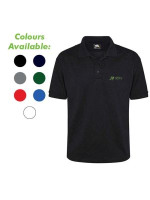 Branded classic polo shirts are available in a variety of colours