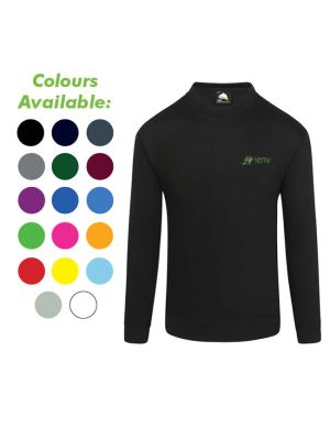 Branded premium sweatshirt is available in a variety of colours