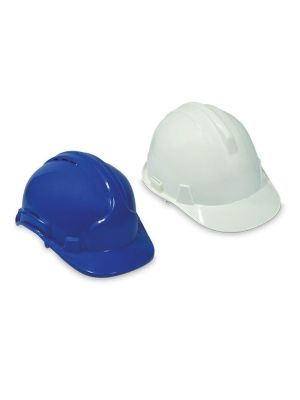 Blue and white coloured safety hats available at 1env
