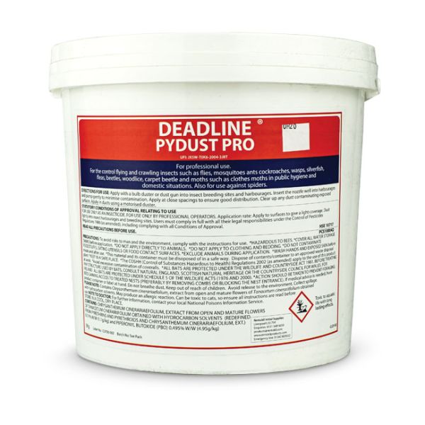 Deadline PyDust Pro is a broad spectrum dust product in a 3kg tub